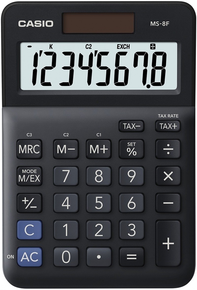 Casio MS-8F კალკულატორი, 8 ციფრი, ზომა 103x147x28.8 მმ, შავი