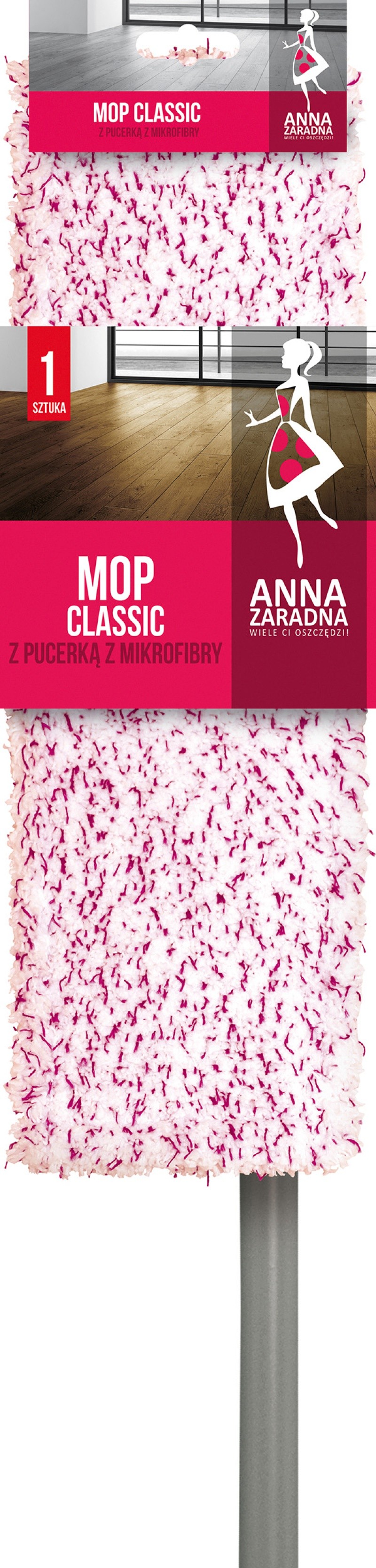 იატაკის საწმენდი მოპი ANNA ZARADNA CLASSIC, ბრტყელი,  შერეული ფერები
