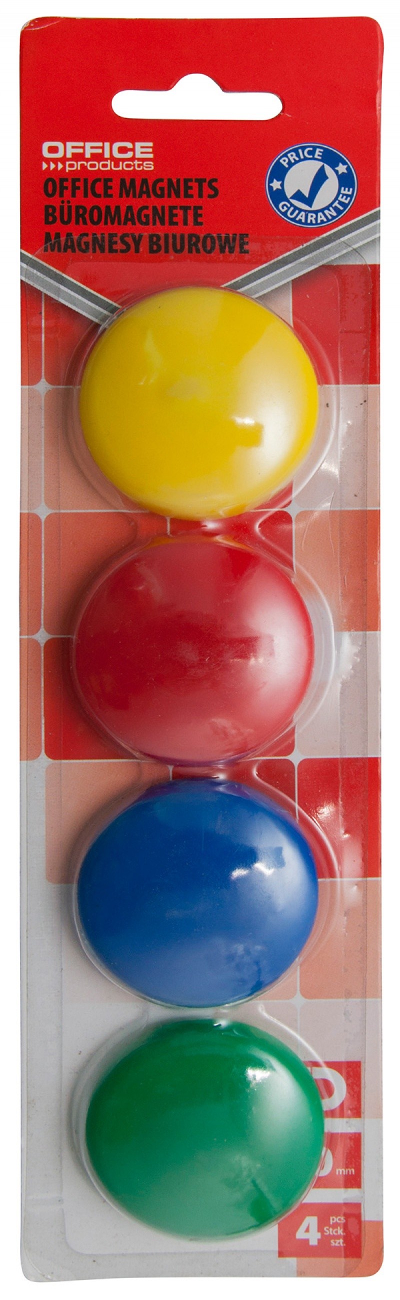 BOARD MAGNETS, OFFICE PRODUCTS, ROUND, 40MM, 4PCS, ASS, BLISTER