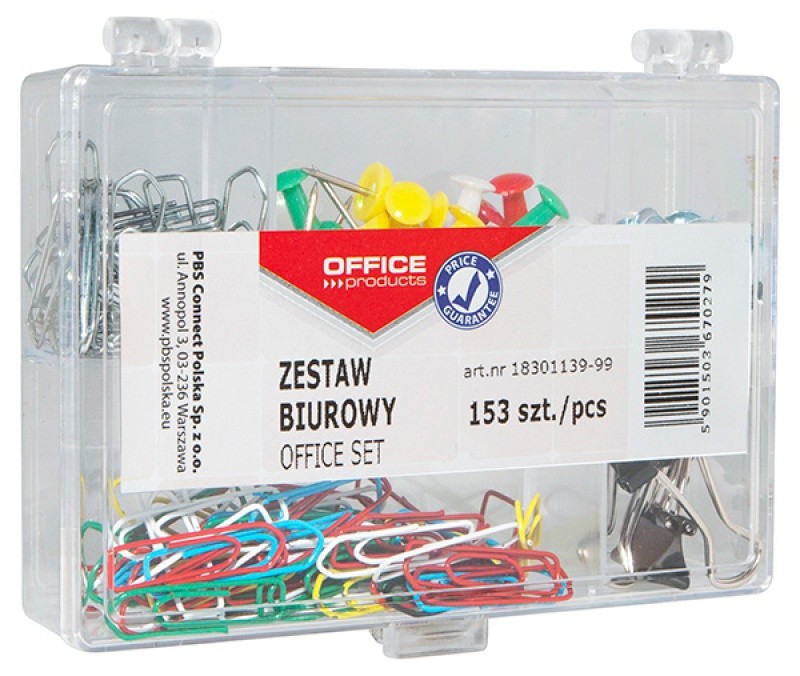 OFFICE SET IN PLACTIC BOX (THUMBTACK, BINDER&PAPER CLIPS)  , OFFICE PRODUCTS , MIKS 153 PCS
