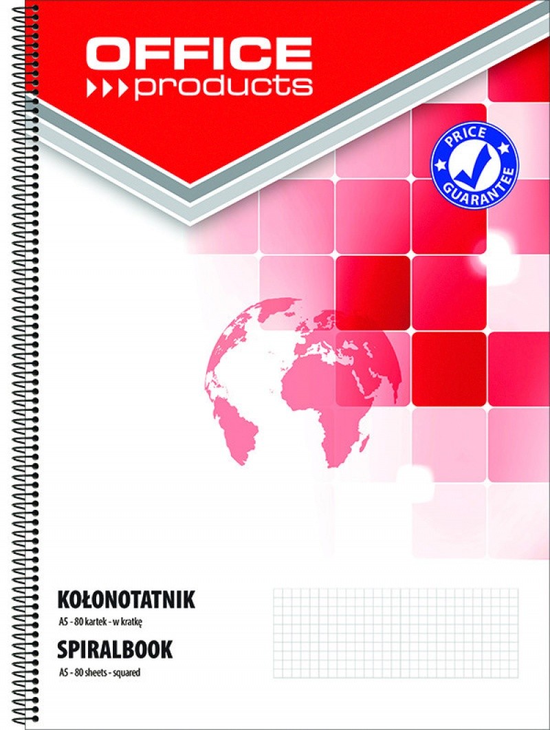 SPIRAL BOOK "OFFICE PRODUCTS" A5, 80 SHEETS, SQUARE, 70 GSM