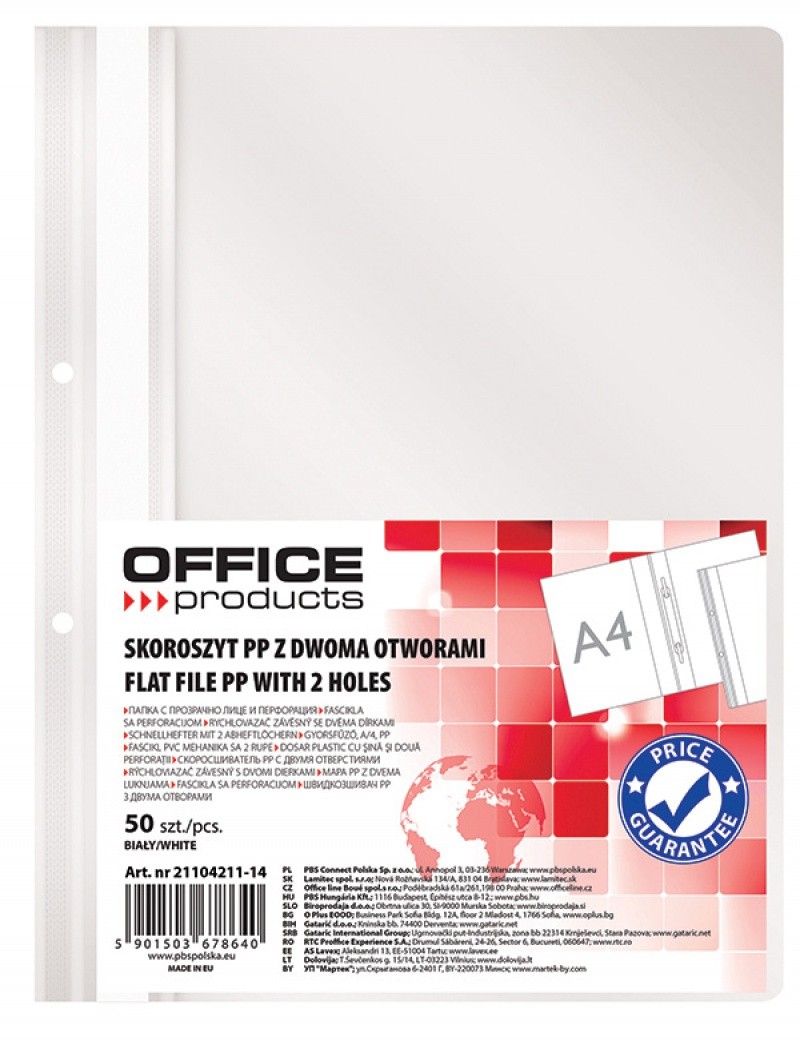 QUOTATION FILE FOLDER OFFFICE PRODUCTS PP, 2 POUNCH, 100/170MIC, WHITE