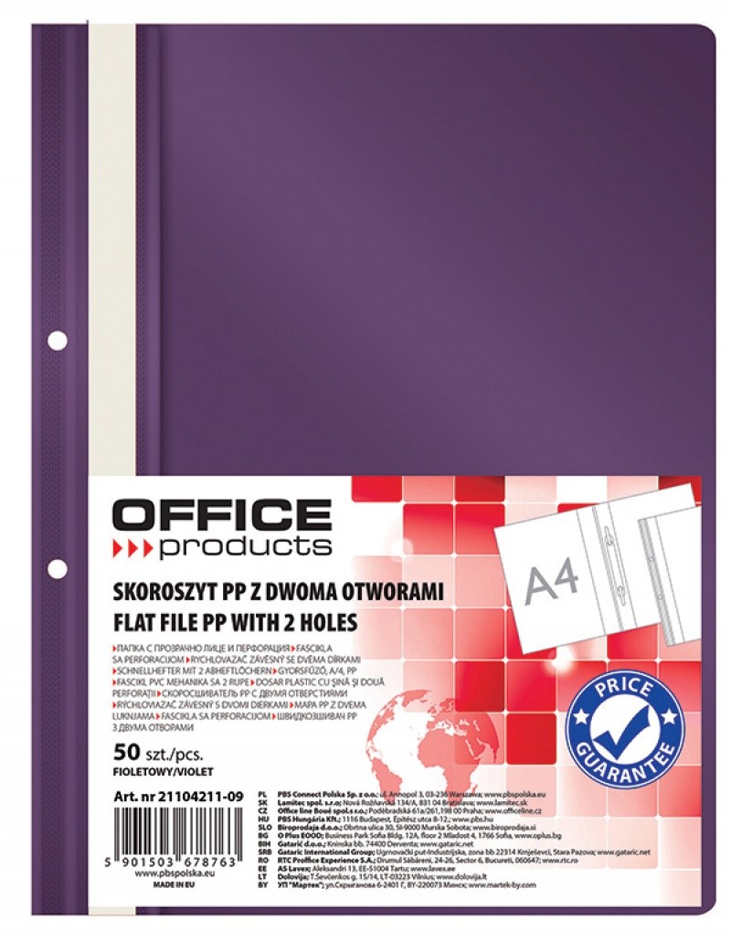 QUOTATION FILE FOLDER OFFFICE PRODUCTS PP, 2 POUNCH, 100/170MIC, VIOLET
