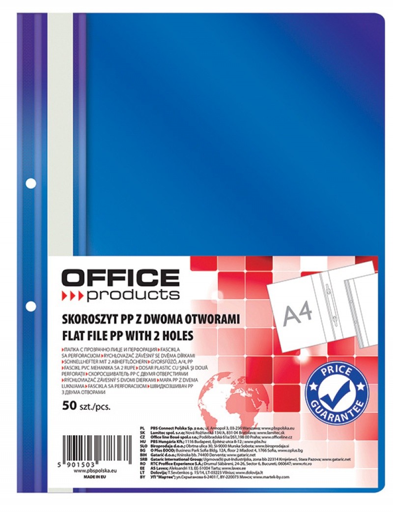REPORT FILE OFFICE PRODUCTS, PP, A4, SOFT, 100/170 MICR., 2 HOLES PERFORATED, NAVY BLUE