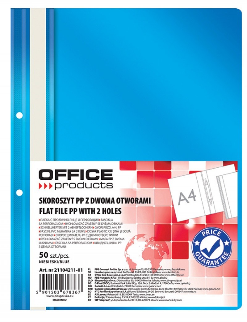 QUOTATION FILE FOLDER OFFFICE PRODUCTS PP, 2 POUNCH, 100/170MIC, BLUE