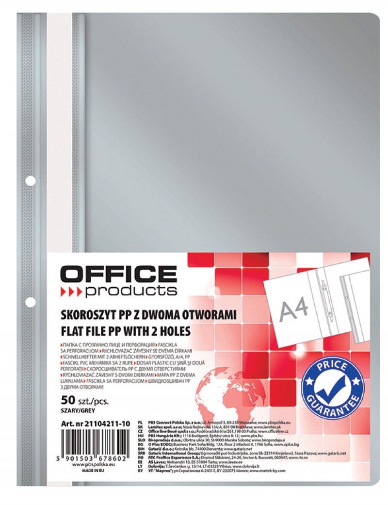 REPORT FILE OFFICE PRODUCTS, PP, A4, SOFT, 100/170 MICR., 2 HOLES PERFORATED, GREY