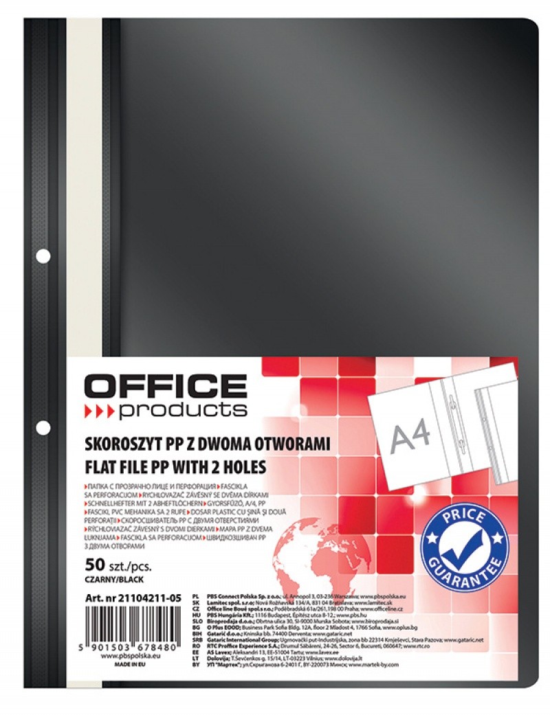 QUOTATION FILE FOLDER OFFFICE PRODUCTS PP, 2 POUNCH, 100/170MIC, BLACK