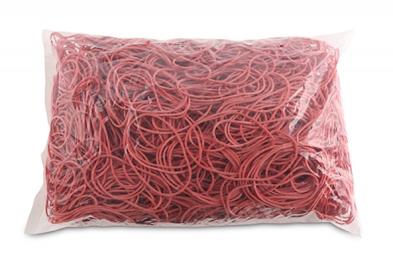 RUBBER BANDS, OP, 1KG, DIA 60MM, LFL 95MM, 1,5X1,5, IN FOIL BAG, RED