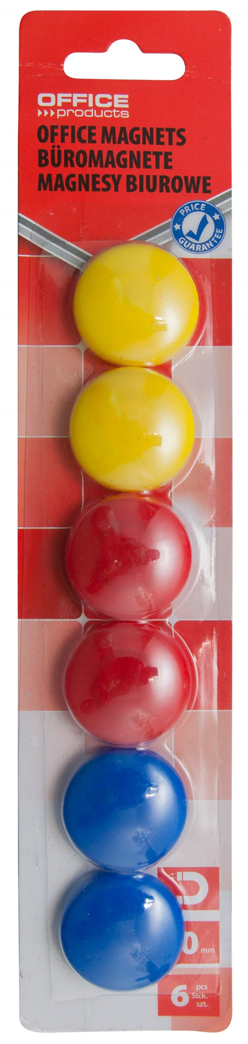 BOARD MAGNETS, OFFICE PRODUCTS, ROUND, 30MM, 6PCS, ASS, BLISTER