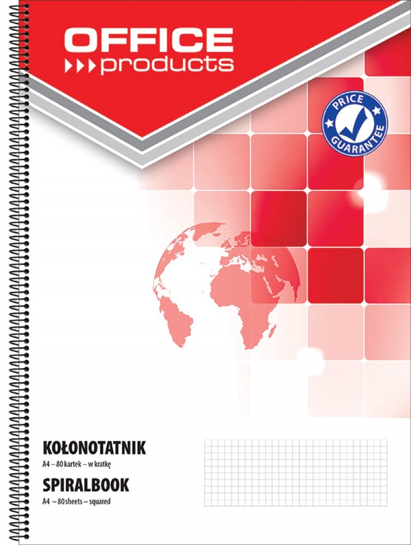 SPIRAL BOOK "OFFICE PRODUCTS" A4, 80 SHEETS, SQUARE, 70 GSM