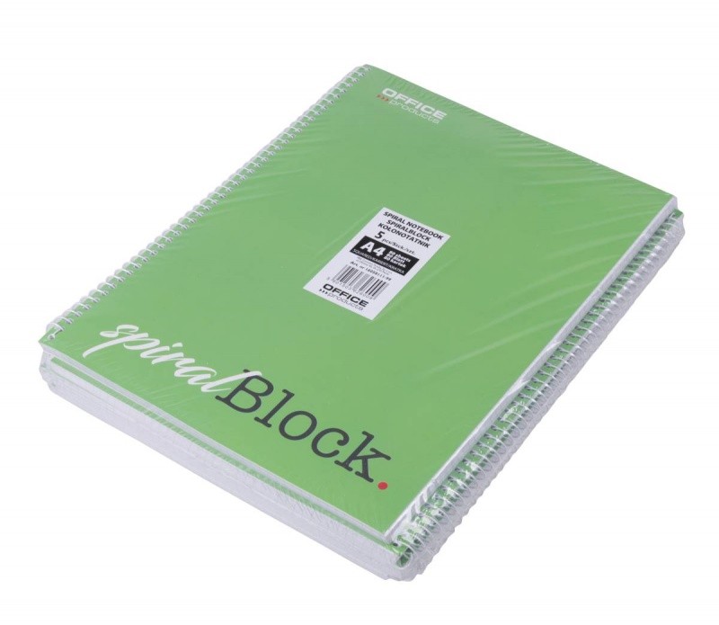 SPIRAL BOOK, OFFICE PRODUCTS, A4, 80 SHEETS, SQUARE, 70 GSM, GREEN