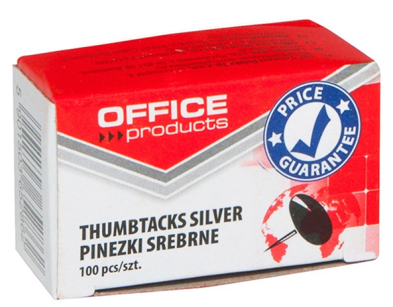 THUMBTACK SILVER, 100 PCS IN PAPER BOX OFFICE PRODUCTS