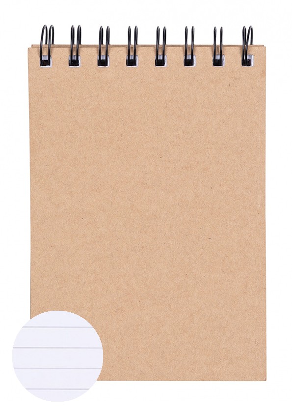 SPIRAL NOTEBOOK, OFFICE PRODUCTS, A6, 80 SHEETS, LINEAR, 80G, CRAFT BROWN COVER