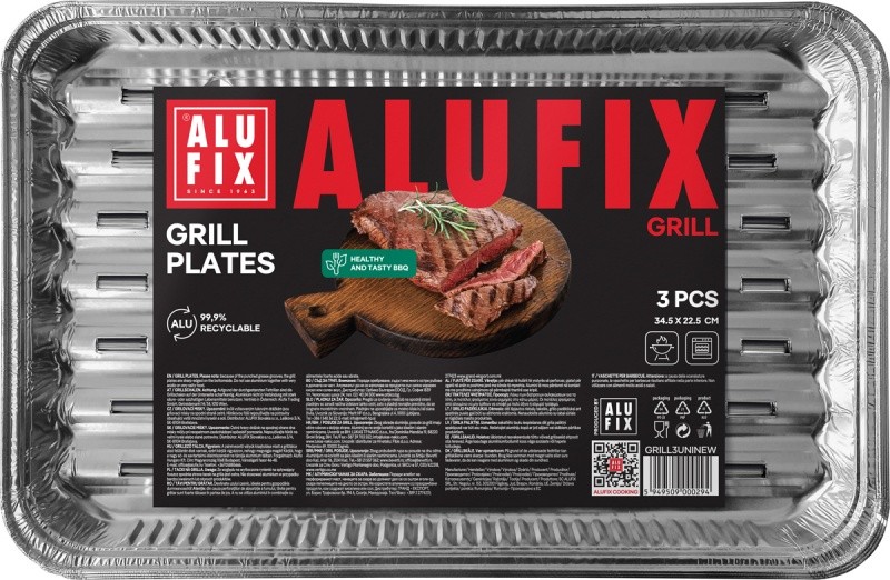 Alufix Fix-Grill ალუმინის გრილის ფირფიტები, მართკუთხა, 3 ცალი