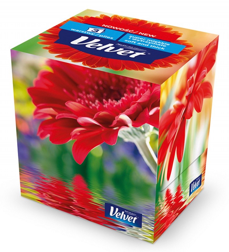 UNIVERSAL TISSUES VELVET CUBE STYLE 3-PLY, CELLULOSE, 56 SHEETS