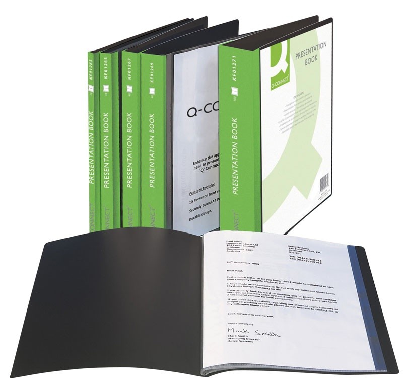 DISPLAY BOOK Q-CONNECT PP A4 20SH 235X308X18MM FRONT POCKET BLACK