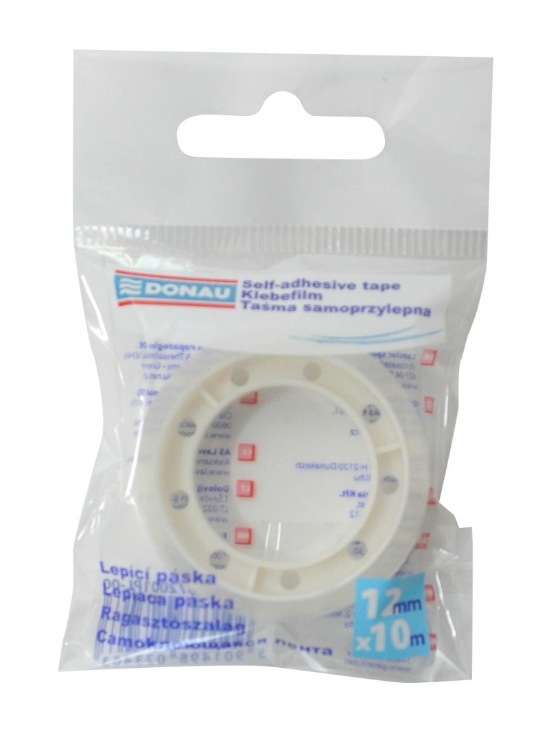 SELF-ADHESIVE TAPE, DONAU, 12MM X 10M, 1PC IN A POLYBAG, CLEAR